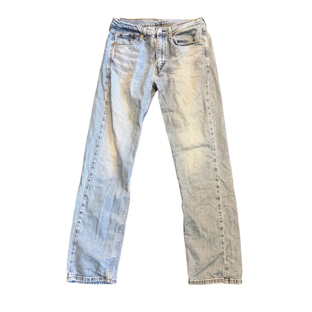 Levis 505 Regular Fit Straight Leg Light Wash Blue Denim Jeans Mens 32x32